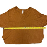 Abound Brown Long Sleeve V Neck Shirt Size Medium