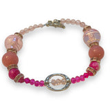 Handmade Pink Ornate Toggle Bead Bracelet