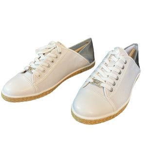 Michael Kors Kristy Slide Canvas White Silver Sneaker 9.5