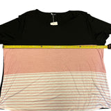 Bloomchic Plus Size Black Pink White Striped Shirt Size 28