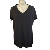 Felina Black V Neck Cotton Short Sleeve Shirt XX-Large