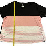 Bloomchic Plus Size Black Pink White Striped Shirt Size 28