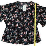 Bloomchic Black With Pink Floral Print Shirt Size 30 NEW