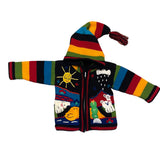 Peruvian Alpaca Baby Animal Multicolor Sweater Jacket 2T