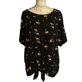 NWT Buffalo David Bitton Black Floral Knotted Front Shirt XX-Large