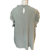 Bloomchic Plus Size Sage Green Ruffle Sleeveless Shirt 18/20