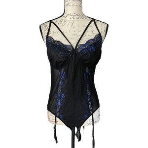 AvidLove Blue Black Lace Lingerie Nighty Size X-Large