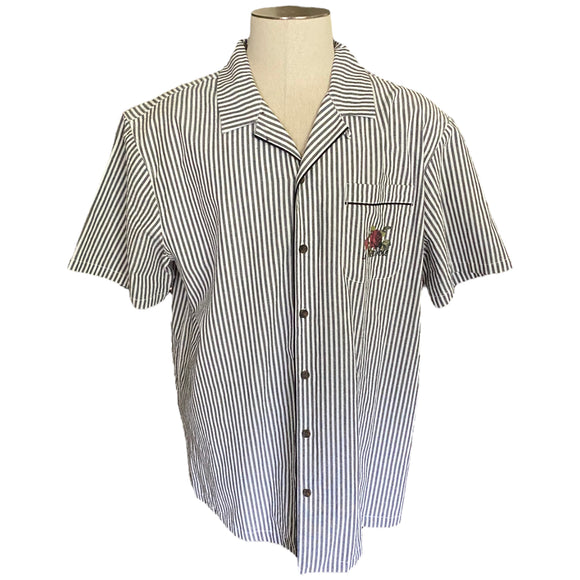 PacSun Cotton Black White Striped Button Front Shirt X-Large