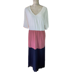 Bloomchic Color Block Long Maxi Dress Blue White Pink Size 22/24