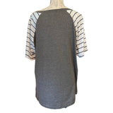 Bloomchic Gray Short Sleeve V Neck Plus Size Shirt Size 14/16