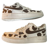Nike Air Force 1 White Brown Animal Print Custom Paint Sneakers Size 10 CW2288-111