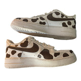 Nike Air Force 1 White Brown Animal Print Custom Paint Sneakers Size 10 CW2288-111