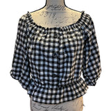 H&M Divided Black White Checkered Bubble Shirt Size 12