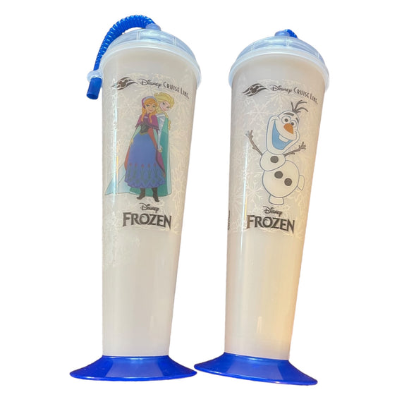 Disney Cruise Line Set Of 2 Frozen Anna Elsa Olaf Tall Sipper Cup