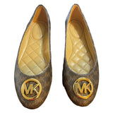 Michael Kors MK Signature Gold Buckle Ballet Flats Size 9 EUC