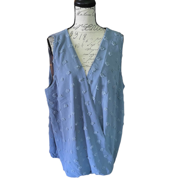 Bloomchic Blue V Neck Wrap Shirt Size 22-24