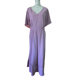 Bloomchic-Purple-V-Neck-Plus-Size-Dress-front