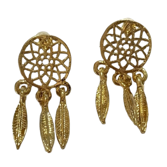 Dreamcatcher Gold Dangle Earrings