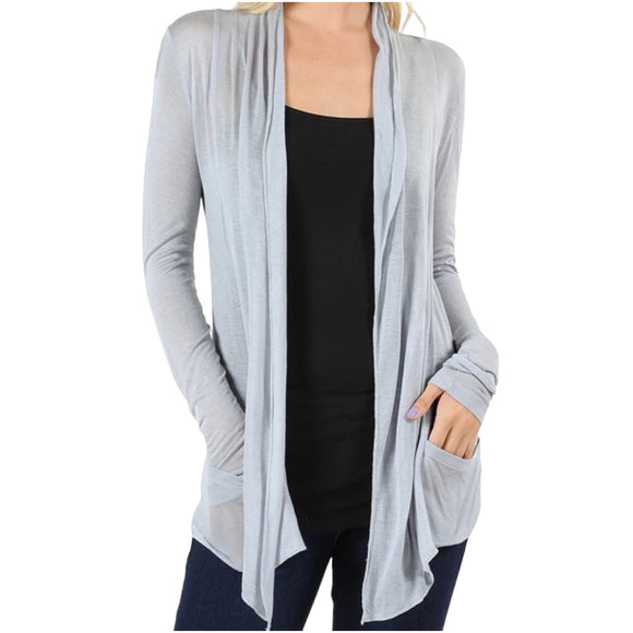 Zenana Outfitters Gray Lightweight Cardigan Size Large
