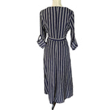 Favluv Navy Blue Striped Faux Wrap Maxi Dress Size Medium