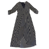 Favluv Navy Blue Striped Faux Wrap Maxi Dress Size Medium