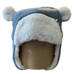 Blue White Boys Fleece Trapper Hat Size Medium 1-2T