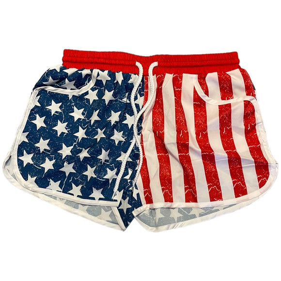 Stars And Stripes Patriotic Drawstring Shorts Size Small NEW