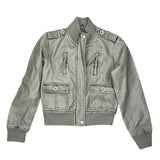 Front of gray bomber jacket