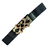 Black Stretch Belt Gold Clasp Buckle front