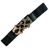 Black Stretch Belt Gold Clasp Buckle front