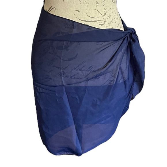 Blue Women Short Sarong Beach Swim Pool Cover Up front