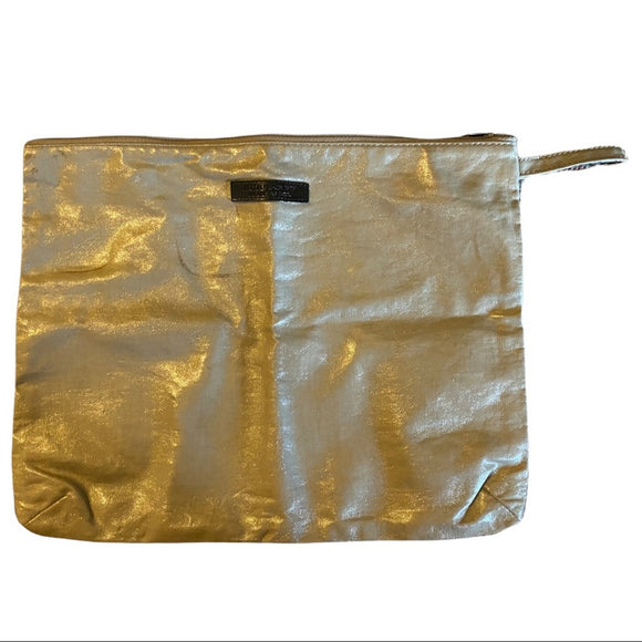 gold burberry pouch front view