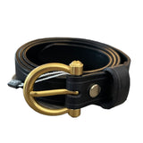 Black Leather Gold Hardware 100CM Womens front