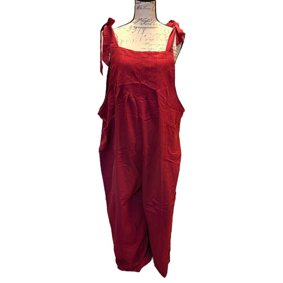 Bloomchic Red Cotton Jumpsuit Overall Pants Size 14/16