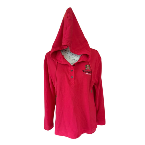 Front of red Champion hoodie