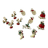 set of 4 charms, reindeer, santa, noel, bell and stocking