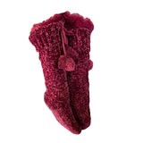 Jane And Bleecker Maroon Red Plush Soft Slipper Socks NWOT