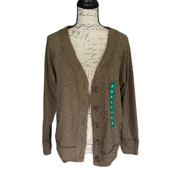 Two By Vince Camuto Cotton Blend Green Button Front Jacket Size X-large