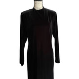 david-warren-vintage-black-velvet-long-maxi-dress-size-14-front-up-of-dress