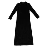 david-warren-vintage-black-velvet-long-maxi-dress-size-14-flat-laying-dress