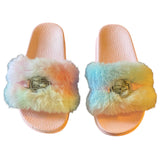 BEBE Girls Pink Furry Slides Flip Flop Slippers Size 13/1