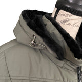 Nautica Sage Green Puffer Jacket Faux Fur Hood Size X-Large NWOT