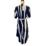 Bloomchic Striped Belted Blue Gold White Dress Size 14/16