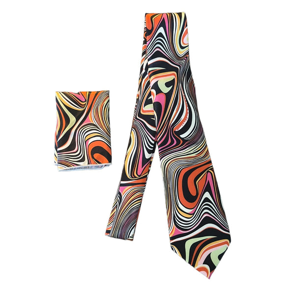 Barry Wang Abstract Colorful Tie & Pocket Square