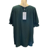 Bloomchic Green Button Detail V Neck Shirt Plus Size 22/24