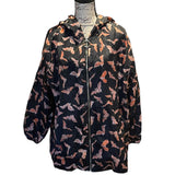 Bloomchic Black Orange Bats Windbreaker Jacket Size 14/16