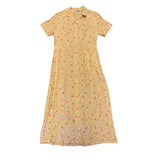 eddie-bauer-yellow-flower-floral-maxi-dress-euc-size-medium-full-front-of-dress-laid-out