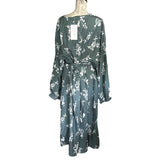 Bloomchic Faux Wrap Green Long Sleeve Dress Size 28