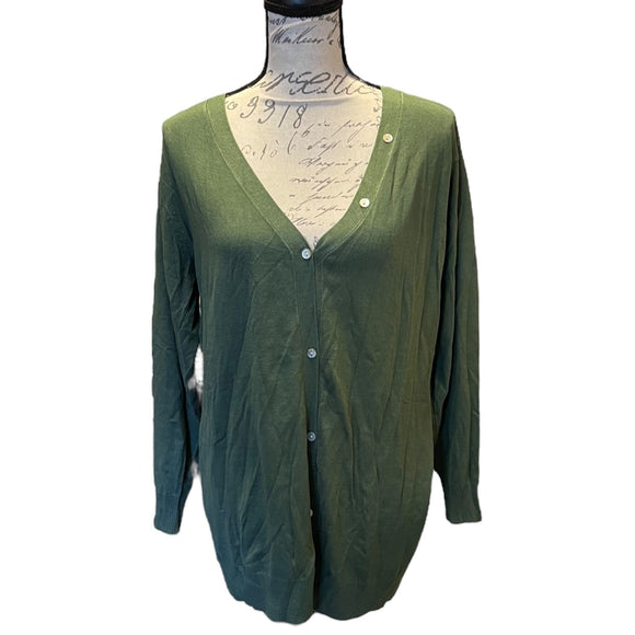 Bloomchic Green Button Front Cardigan Sweater Size 10