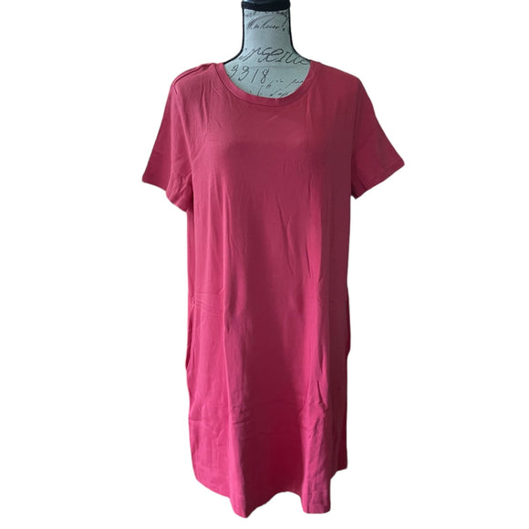 ellen-tracy-a-line-cotton-red-robin-short-sleeve-dress-size-x-large-front